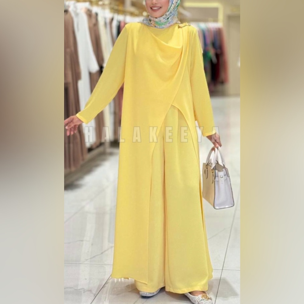 Elegant Yellow Dress pant set